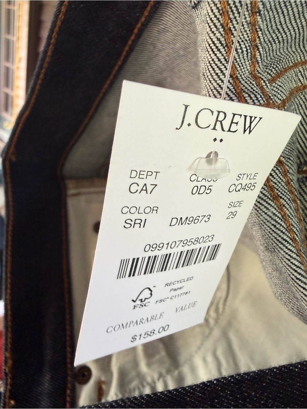 J. Crew Modern Wide-Leg Jeans in Dark Indigo with Orange Stitching - Picture 2 of 5